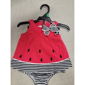 FIRST IMPRESSIONS Girls One Piece Romper Watermelon Themed Sz 0-3 mo  0253